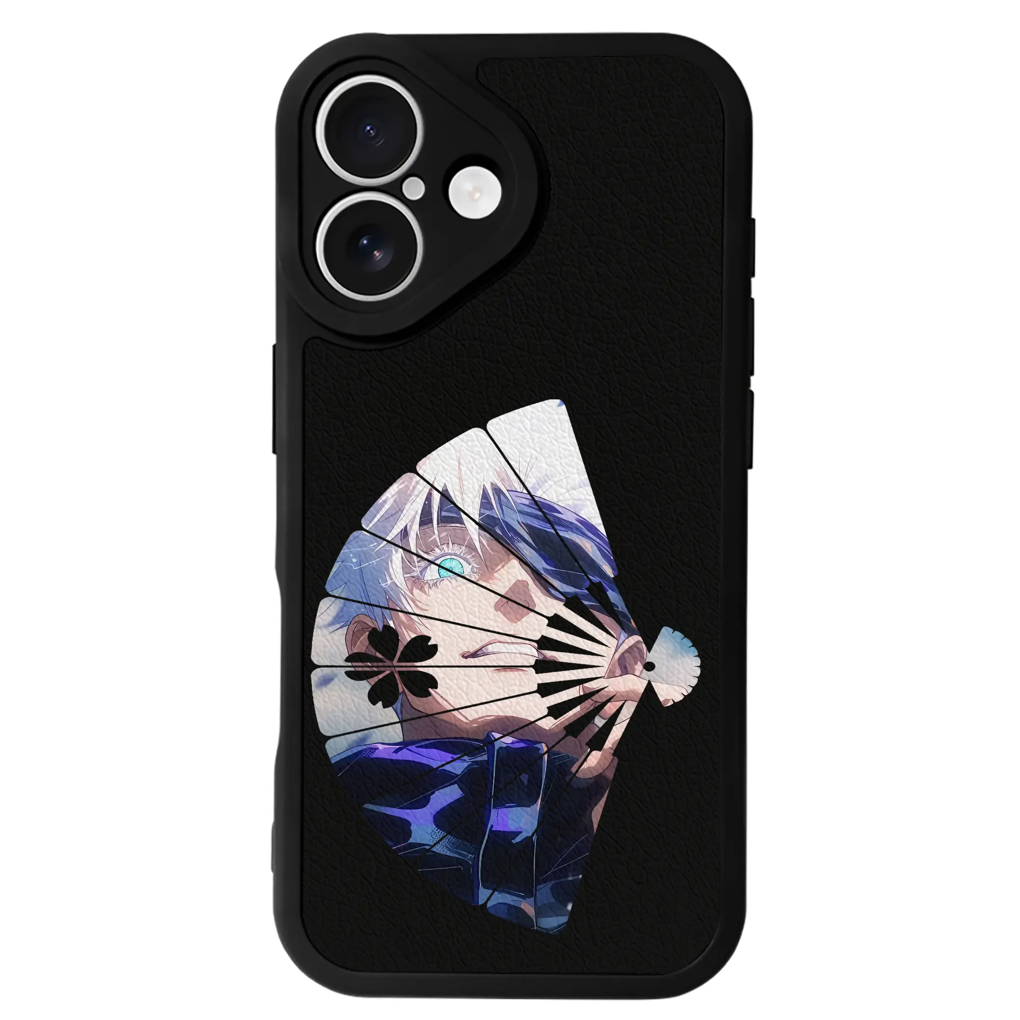 呪術廻戦 グッズ,五条 悟 - IPhone 16シリーズ対応 ・ シリコンスマホケース ・ レザー調 ・ 高精度フィット ・ 耐衝撃 ・ ワイヤレス充電対応 ・ 精密カット